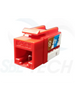 SBE TECH SBE-JACKC6-RD - Modulo jack keystone RJ45 / 8 Hilos / CAT 6 / Compatible con calibres AWG 22-26 / Color Rojo