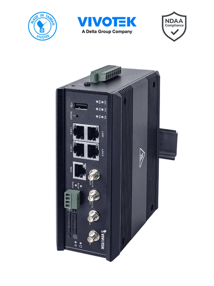 VIVOTEK AN-P01 - Router Industrial LTE WIFi PoE para Vehiculos, 4 puertos PoE GE, 1 puerto LTE Dual Simm, 1 puerto GE WAN, 1xDI/1xDO, 1 puerto GNSS