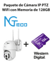 NGTECO NGC4200PAK - Paquete de Cámara NGC4200 IP PTZ WiFi 3MP con Memoria de 128GB Micro SDXC/ Linea Purple/ Clase 10 U1