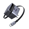 Cargador Rápido UGREEN 45W GaN / Cable Retráctil 0.7m / 3 Puertos USB-C + USB-A / Tecnología GaNInfinity 95% Eficiencia / 8 Capas Protección / Carga Simultánea 3 Dispositivos / Compacto para Viajes