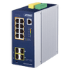 Switch Industrial Administrable Capa2, 8 Puertos Gigabit con PoE+ 802.3at, 2 Puertos SFP de 100/1G y 2 Puertos SFP de 100/1G/2.5G