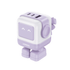 Cargador RobotGaN de 65W Serie UNO | 3 Puertos de Carga Rápida | 2 USB-C | 1 USB-A | PD 3.0 | QC 4.0 | Carga Inteligente | Tecnología GaN II | Zapato Magnético Extraíble | Carcasa Ignífuga | Pantalla LED